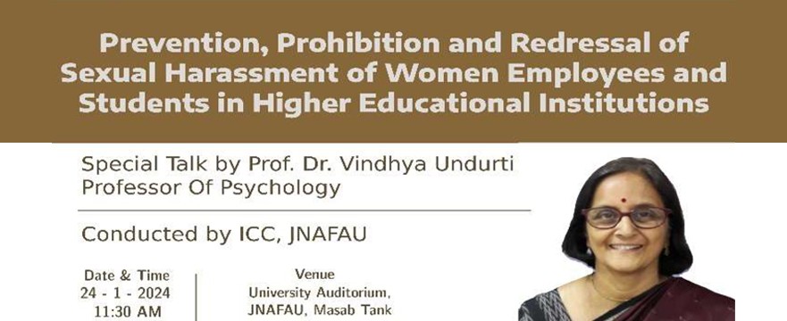 Prevention,Prohibition and Redressal of Sexual Harassment of Women Employees and Students in Higher Educational Institutions